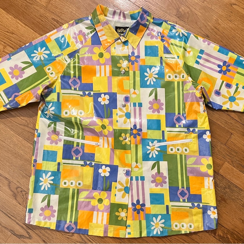 BOB MACKIE VINTAGE rain coat/jacket size 2X!Funky/fun! Multicolored